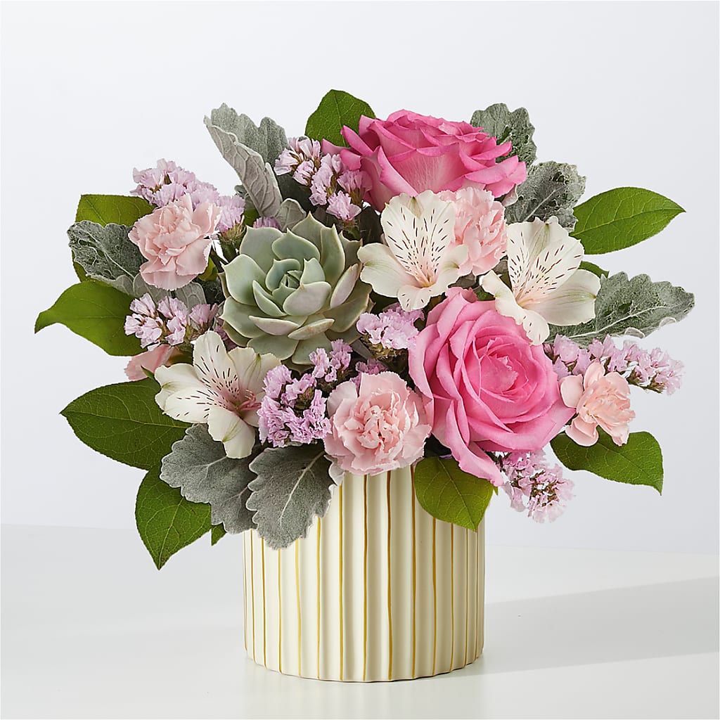 Dusty Rose Bouquet with Ivory Vase – FLEUR D'AMOUR, Huntersville NC