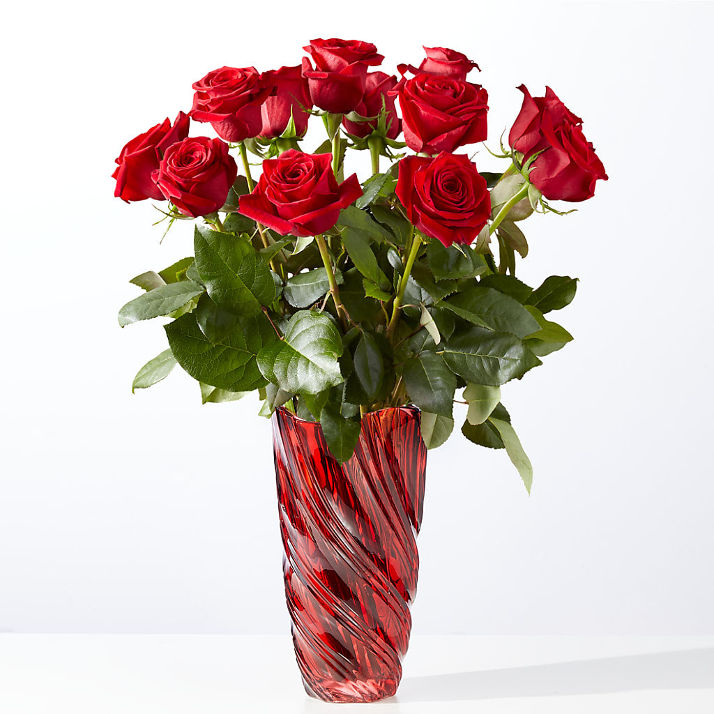 Classic Love Red Rose Bouquet with Luxe Swirl Vase – FLEUR D'AMOUR, Huntersville NC